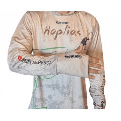 Camiseta com capuz + punho luva Hoplias Pesca Proteção solar 35+fps